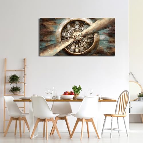 Vintage Airplane Propeller Canvas Wall Art Aviation Decor