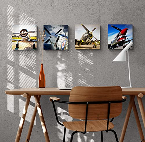 WW2 Airplane Canvas Wall Art - 4 Piece Set