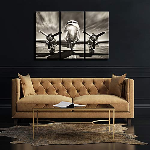 Vintage Airplane Wall Art Set for Home Office
