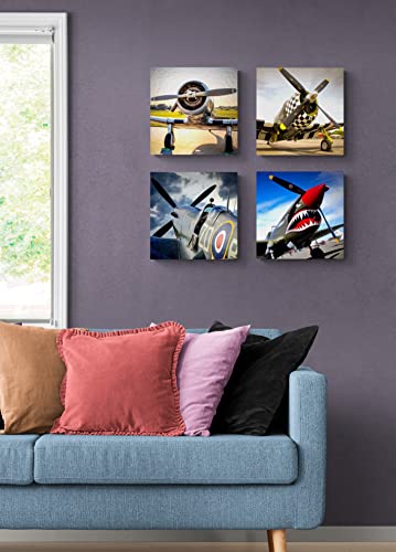 WW2 Airplane Canvas Wall Art - 4 Piece Set
