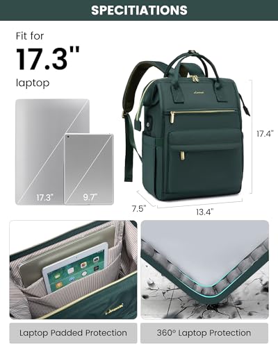 17" Green Laptop Backpack for Women - Aviation