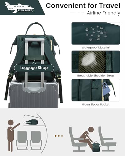 17" Green Laptop Backpack for Women - Aviation