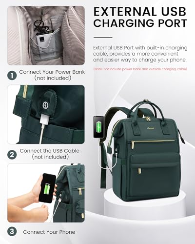 17" Green Laptop Backpack for Women - Aviation