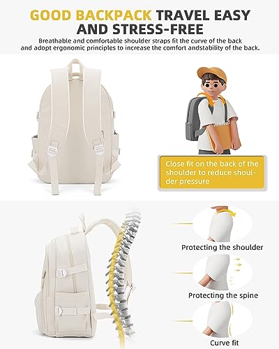 Compact Beige Laptop Backpack for Aviation Enthusiasts