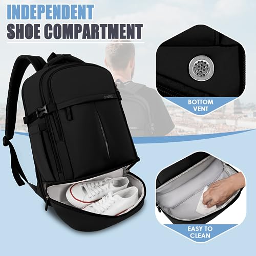 ZOMFELT Airline Approved Travel Backpack, Waterproof, Black