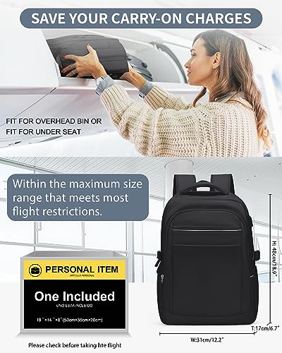 Aviation Laptop Backpack with USB Port - Black