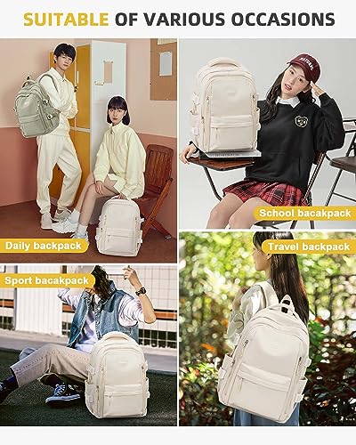 Compact Beige Laptop Backpack for Aviation Enthusiasts