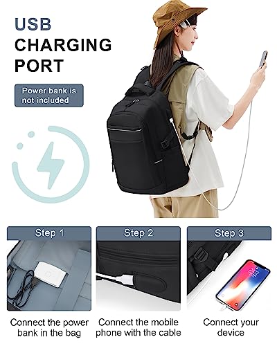 Aviation Laptop Backpack with USB Port - Black