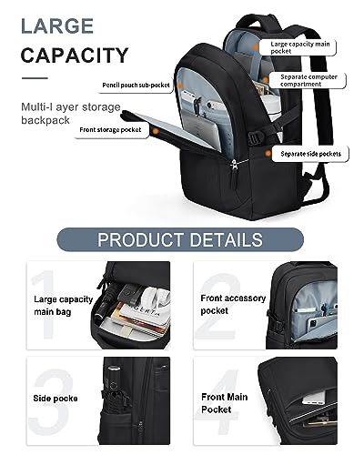 Aviation Laptop Backpack with USB Port - Black