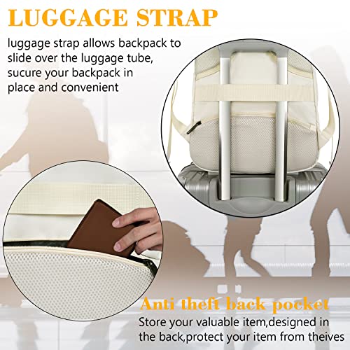 MATEIN Beige Laptop Backpack 15.6 Inch, Aviation Fashion Bag