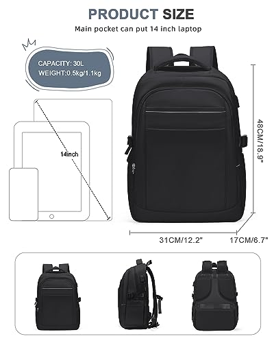 Aviation Laptop Backpack with USB Port - Black