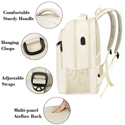MATEIN Beige Laptop Backpack 15.6 Inch, Aviation Fashion Bag