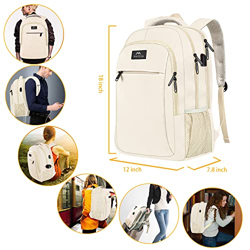 MATEIN Beige Laptop Backpack 15.6 Inch, Aviation Fashion Bag