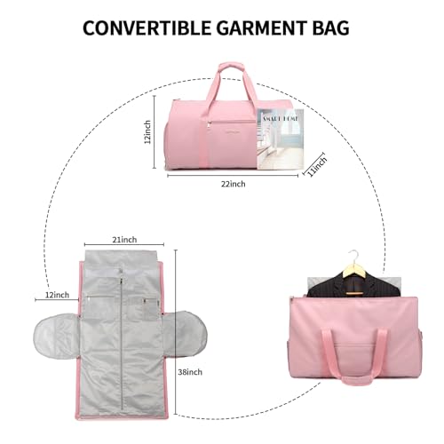 Pink Convertible Garment Weekender Bag for Women