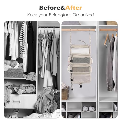 Portable Hanging Shelves for Suitcase - S Beige