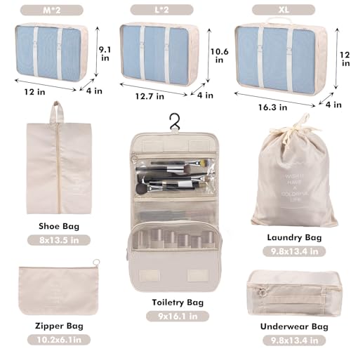 10-Piece Compression Packing Cubes Set, Aviation Essential
