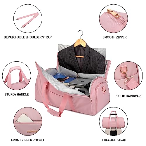 Pink Convertible Garment Weekender Bag for Women