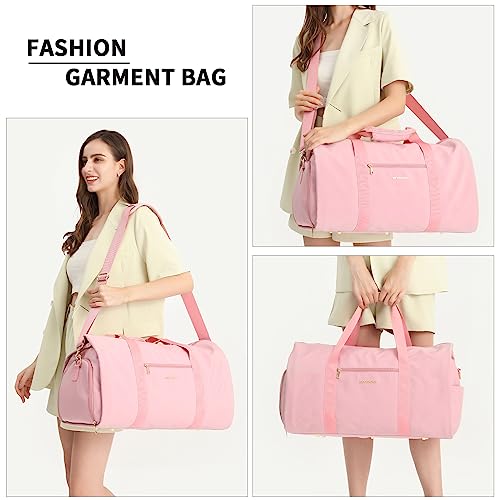 Pink Convertible Garment Weekender Bag for Women