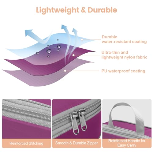 Purple Compression Packing Cubes, 4-Pack for Aviation Travel