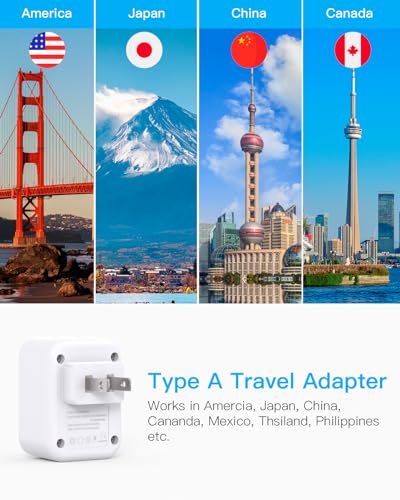 US to Japan Plug Adapter, 2 Outlet 3 USB Ports