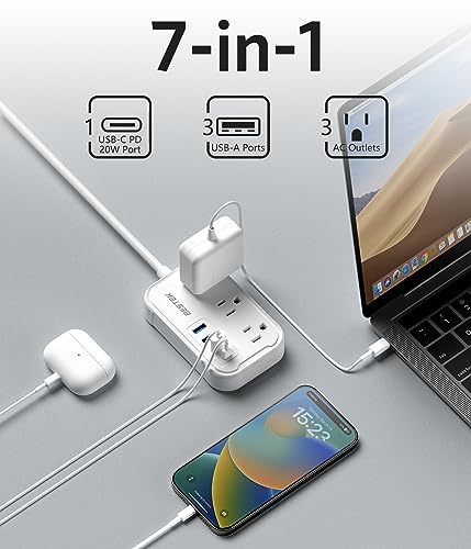 Europe Travel Plug Adapter - US to Europe with 3 AC Outlet & 4 USB