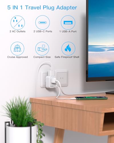 US to Japan Plug Adapter, 2 Outlet 3 USB Ports