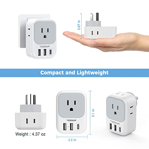 Australia NZ Power Adapter USB C: TESSAN Travel Adaptor
