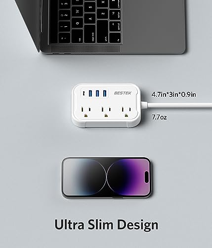 Europe Travel Plug Adapter - US to Europe with 3 AC Outlet & 4 USB