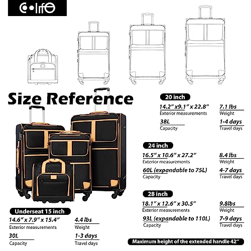 Coolife 4 Piece Aviation Suitcase Set