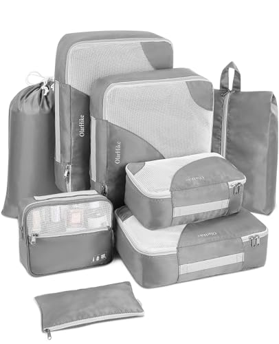 OlarHike 8-Piece Travel Packing Cubes - Ash Grey