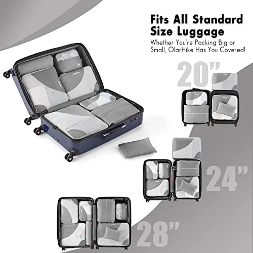 OlarHike 8-Piece Travel Packing Cubes - Ash Grey