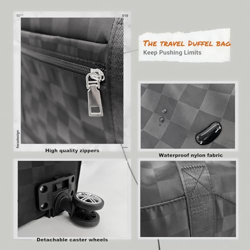 Drvoon Foldable Duffel Bag - Checkerboard (Black)