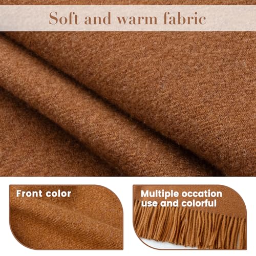 Stylish Large Cashmere Scarf for Women - Solid Brown