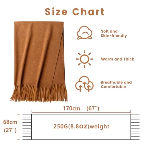 Stylish Large Cashmere Scarf for Women - Solid Brown
