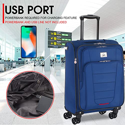Verdi Travel Carry On Luggage with USB Charging