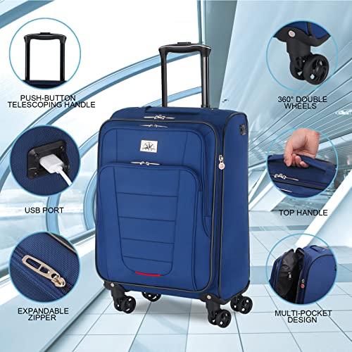 Verdi Travel Carry On Luggage with USB Charging