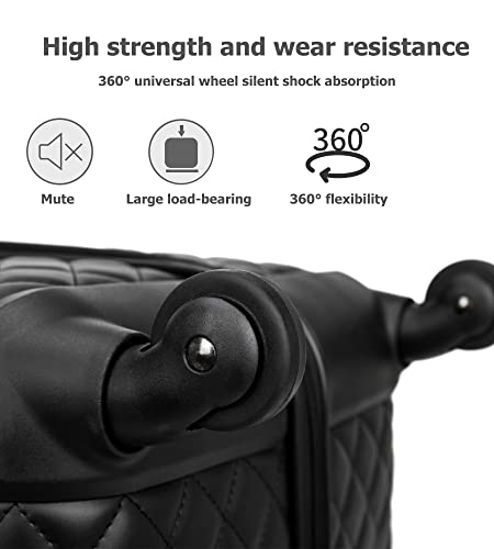 Plaid Leather Luggage Set with Spinner Wheels - 4-Piece