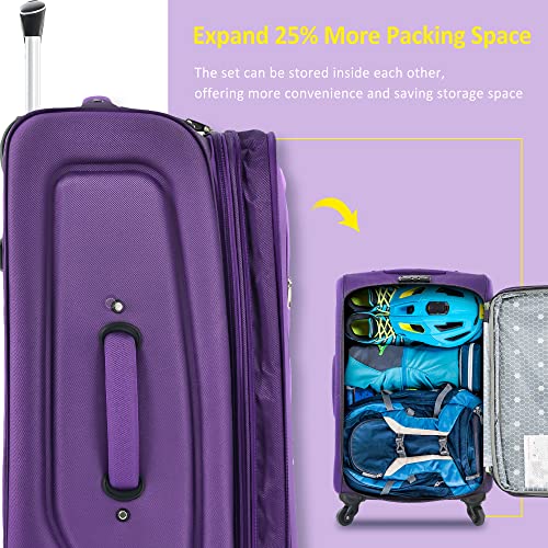 Softshell Spinner Luggage Set – Purple, Various Sizes