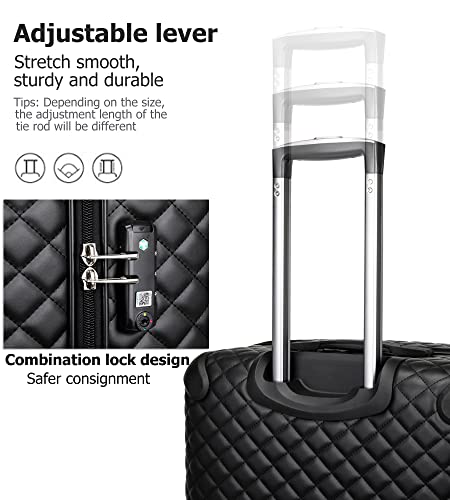 Plaid Leather Luggage Set with Spinner Wheels - 4-Piece