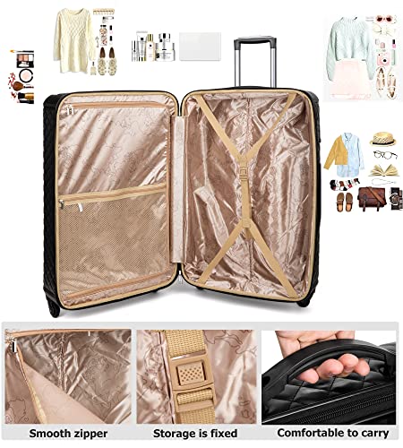 Plaid Leather Luggage Set with Spinner Wheels - 4-Piece