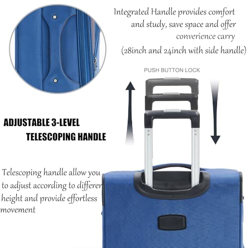 Pianeta Spinner Luggage Set: Softshell, Lightweight, 3pcs (Blue)