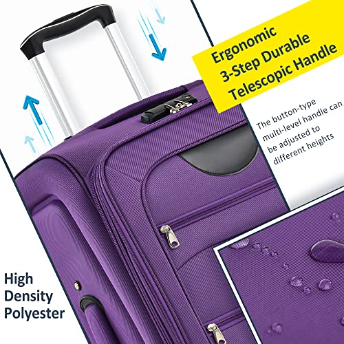Softshell Spinner Luggage Set – Purple, Various Sizes