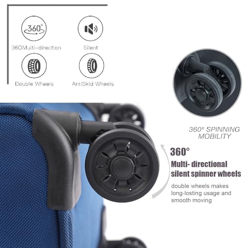 Pianeta Spinner Luggage Set: Softshell, Lightweight, 3pcs (Blue)