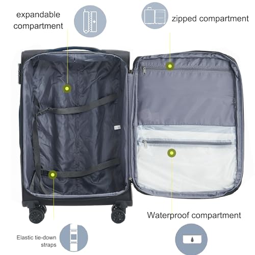 Pianeta Spinner Luggage Set: Softshell, Lightweight, 3pcs (Blue)
