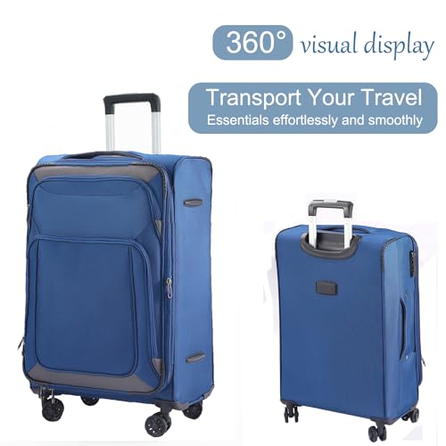 Pianeta Spinner Luggage Set: Softshell, Lightweight, 3pcs (Blue)