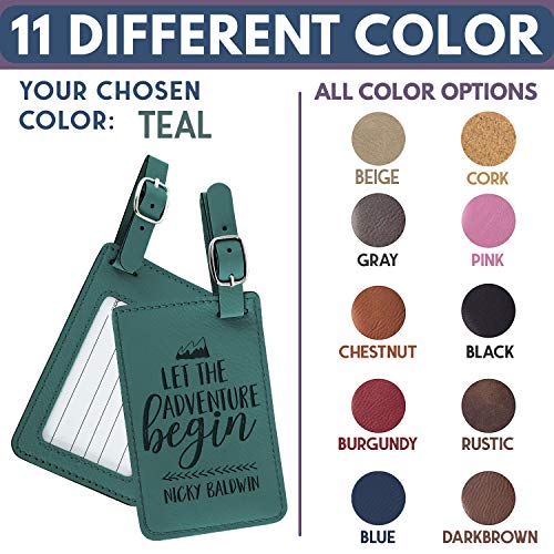 Customizable Leather Luggage Tag Set - 9 Colors