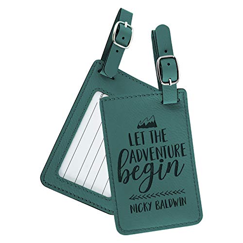 Customizable Leather Luggage Tag Set - 9 Colors