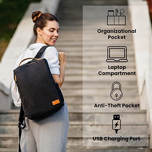 Nordace Siena USB Charging Laptop Backpack - Black