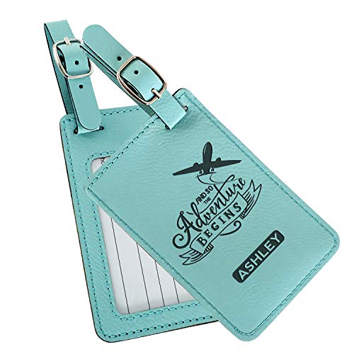 Customizable Leather Luggage Tag Set - 9 Colors
