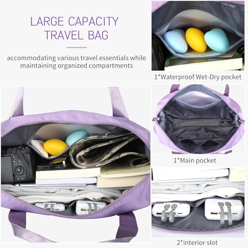 Purple Expandable Rolling Duffle Bag with Wheels